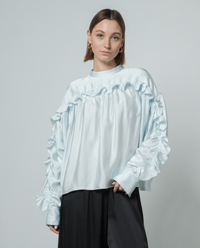 Jil Sander Блакитна блуза з рюшами J02NC0185J65022