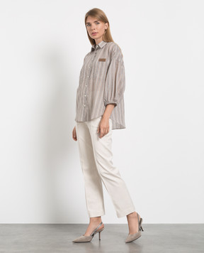 Brunello Cucinelli Белые брюки с высокой посадкой с цепочкой мониль MP126P8106