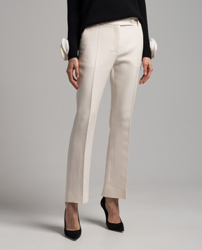 Valentino Белые брюки клеш Crepe Couture с металлическим логотипом 4B3RB3681CF