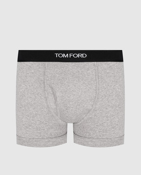 Tom Ford Серые меланжевые трусы-боксеры с логотипом T4LC31040