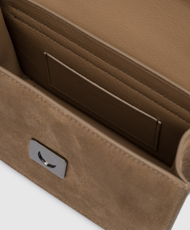 Brunello Cucinelli Коричневая замшевая сумка кросс-боди с цепочкой мониль MBDLD2496 изображение 4