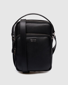Tom Ford Черная кожаная сумка Messenger с принтом логотипа H0465LCL213S