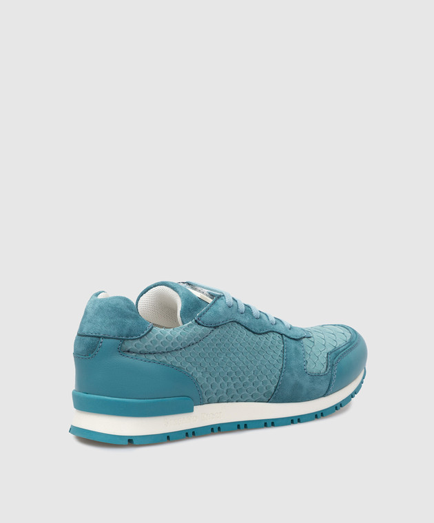 Stefano Ricci Children's turquoise leather sneakers UYR01G803VHSDPT image 3