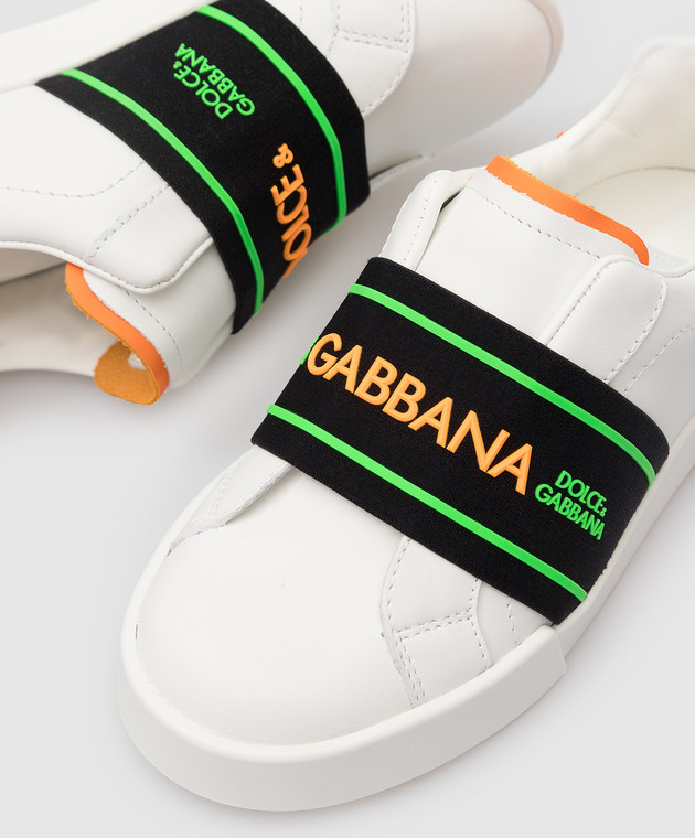 Dolce&Gabbana Дитячі шкіряні снікери Portofino з контрастними вставками DA0793AF5122930 зображення 4