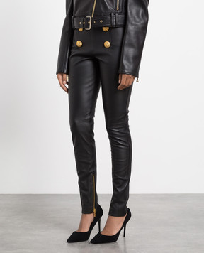 Balmain Черные кожаные брюки YF1QD006LB63