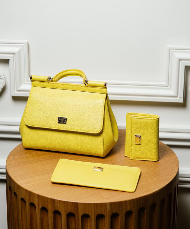 Dolce&Gabbana - Yellow leather satchel bag SICILY BB6003A1001 buy at Symbol