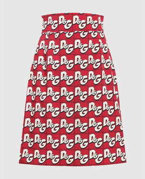 Dolce&Gabbana Красная юбка из шерсти в логотипе принт. F4BL9TFSCAN