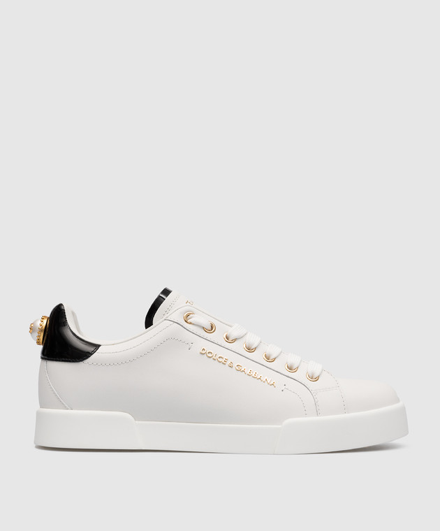 Dolce&Gabbana Portofino white leather sneakers with metallic logo CK1602AH506