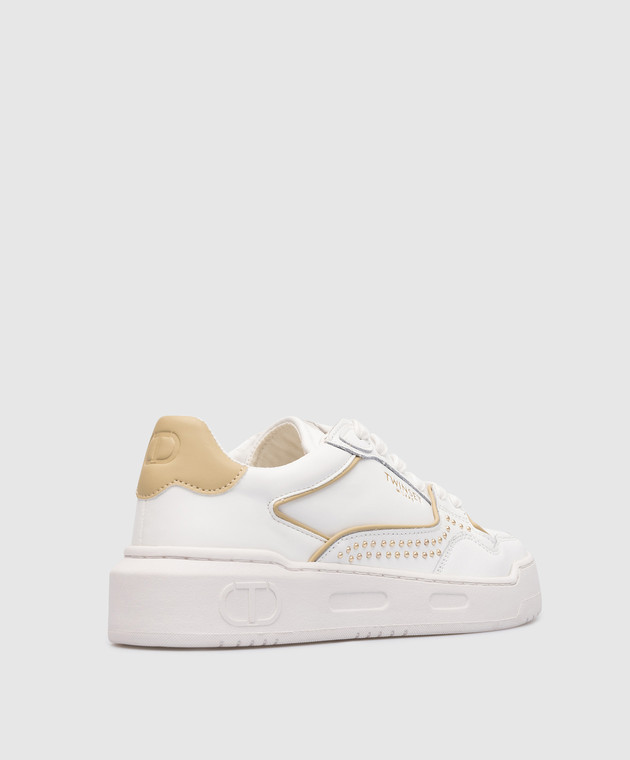 Twinset White sneakers with metal rivets 231TCP100 изображение 3