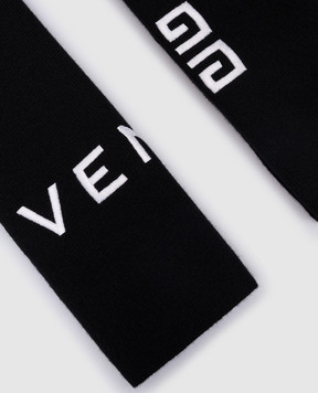 Givenchy Чорний шарф з вовни і кашеміру з контрастною вишивкою логотипа GV4018U7121
