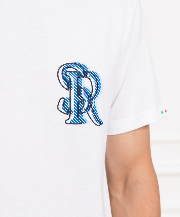 Stefano Ricci Біла футболка з монограмою та вишивкою MNH2302060803 зображення 5