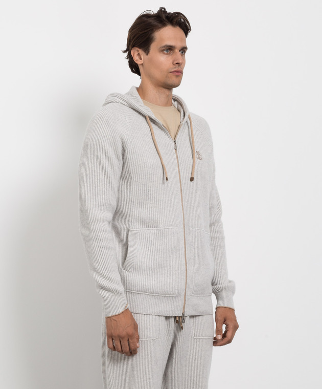 Brunello Cucinelli Світло-сірий кардиган із кашеміру M22704806G зображення 3