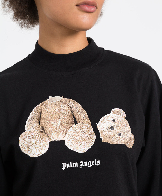 Palm Angels Черная футболка с принтом Медведь PWAA020C99JER001 изображение 5