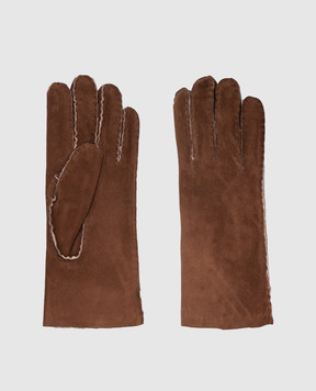 Sermoneta Gloves Коричневые замшевые перчатки на меху. N99