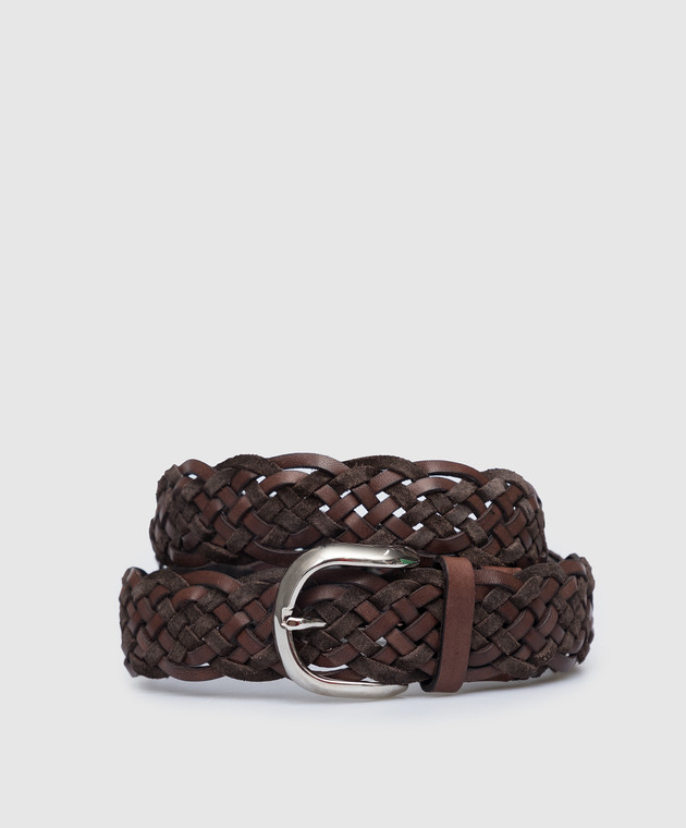 Brunello Cucinelli - Dark brown leather and suede belt MAUZC327 - buy with  European delivery at Symbol