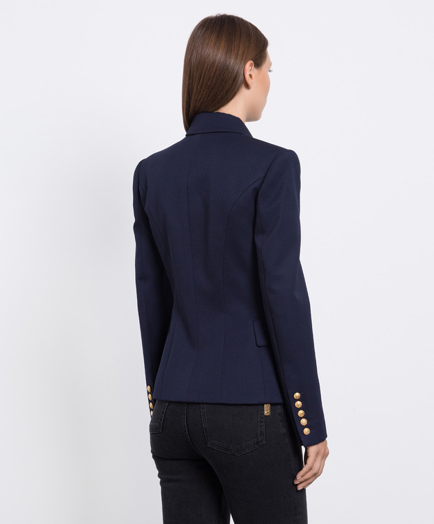 Balmain Blue double-breasted woolen jacket BF1SG008WB08 image 4