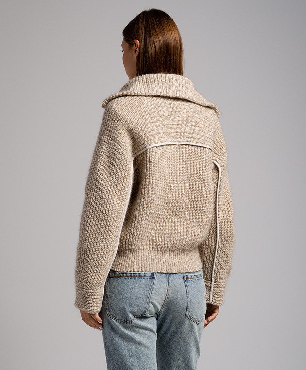 Brunello Cucinelli Бежевый свитер с акцентными швами и люрексом MGL516404 изображение 4
