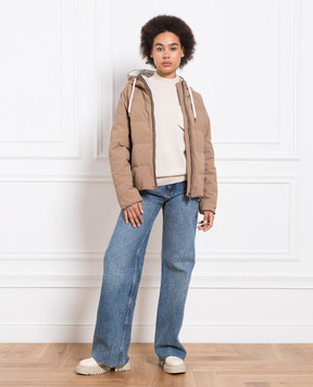 Brunello Cucinelli Бежевый джемпер из кашемира с цепочкой мониль M12186504P