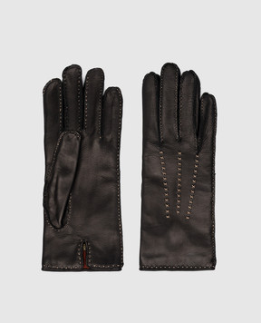 Loro Piana Черные кожаные перчатки FAL2793