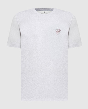 Brunello Cucinelli Серая меланжевая футболка с принтом логотипа M0T618442