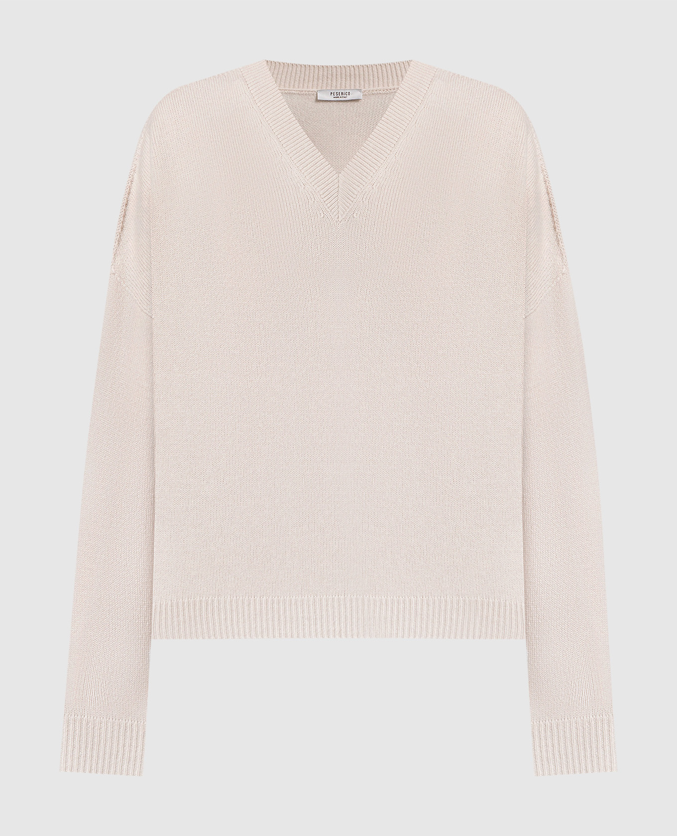 Beige wool, cashmere and silk pullover