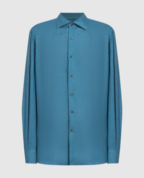 ISAIA Голубая рубашка из льна IM10TCC7983