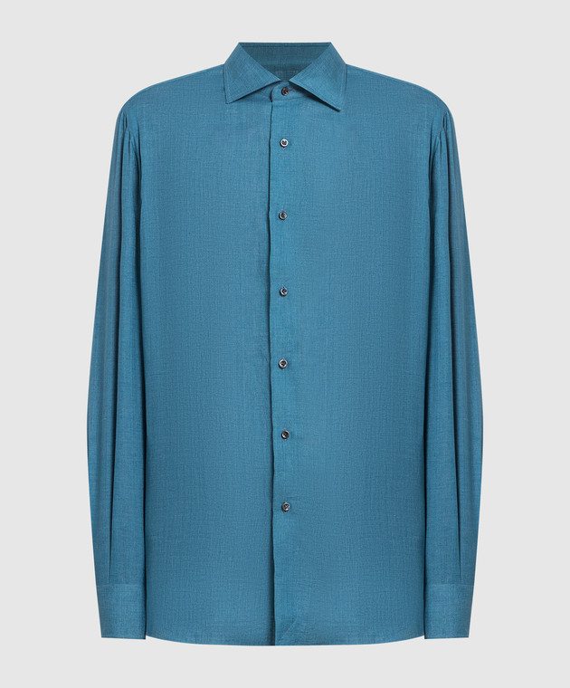 ISAIA Blue linen shirt IM10TCC7983