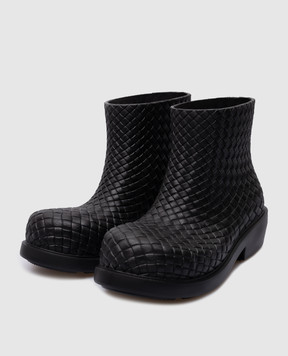 Bottega Veneta Черные резиновые ботинки с тиснением плетения 764422V3OE0