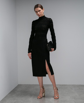 Missoni Черная ажурная юбка с разрезом DS23WH0RBR00NU