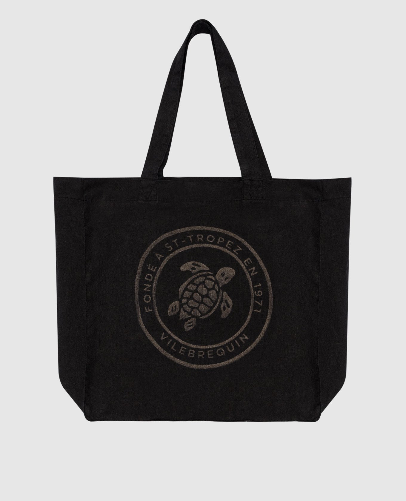 Turtle Mineral Dye black linen beach bag
