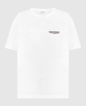 Brunello Cucinelli Белая футболка с цепочкой мониль M0A45EE510