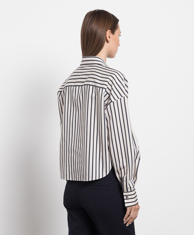 Brunello Cucinelli Beige striped shirt with monil chain MP767MV906 image 4
