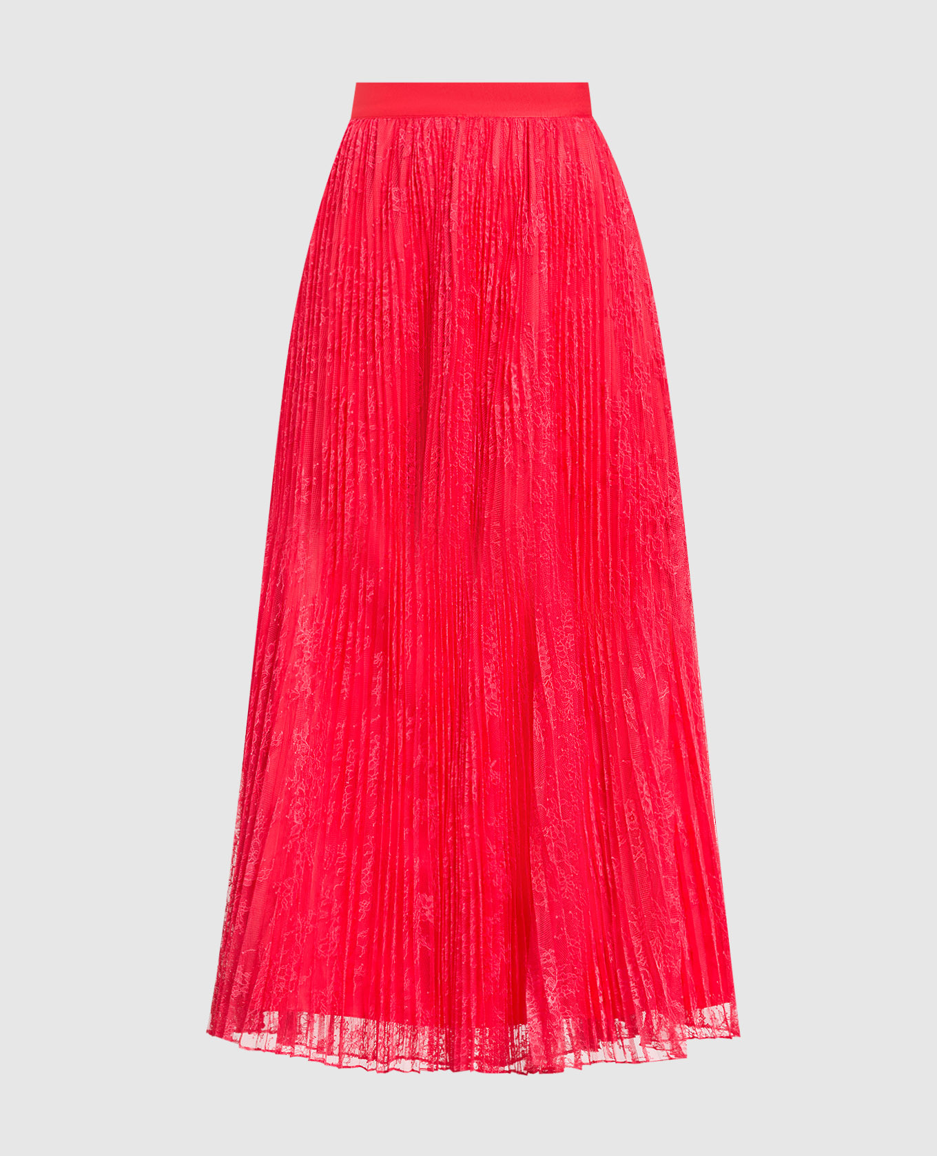 Red pleated skirt with lace