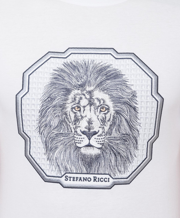 Stefano Ricci Біла футболка з вишивкою MNH2101550803 зображення 5