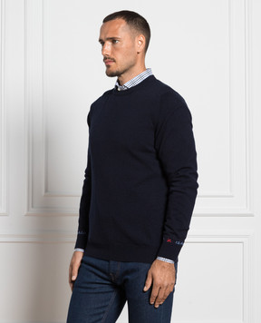 ISAIA Синій джемпер з кашеміру з логотипом MG8200YP012