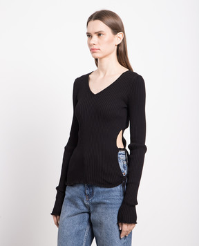 Bottega Veneta Черный пуловер в рубчик 707802V26U0
