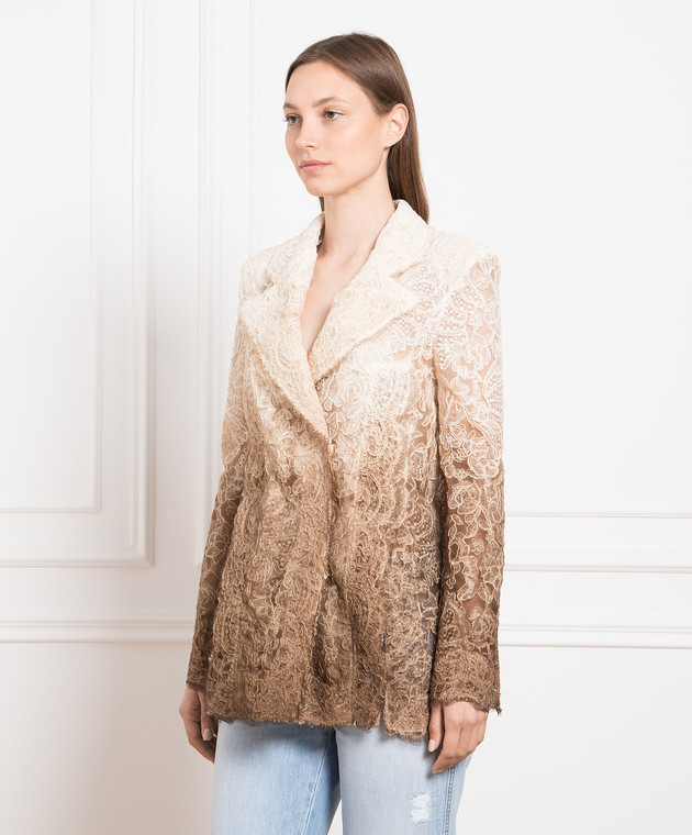 Ermanno Scervino Brown double-breasted lace jacket D426I331UEI image 3