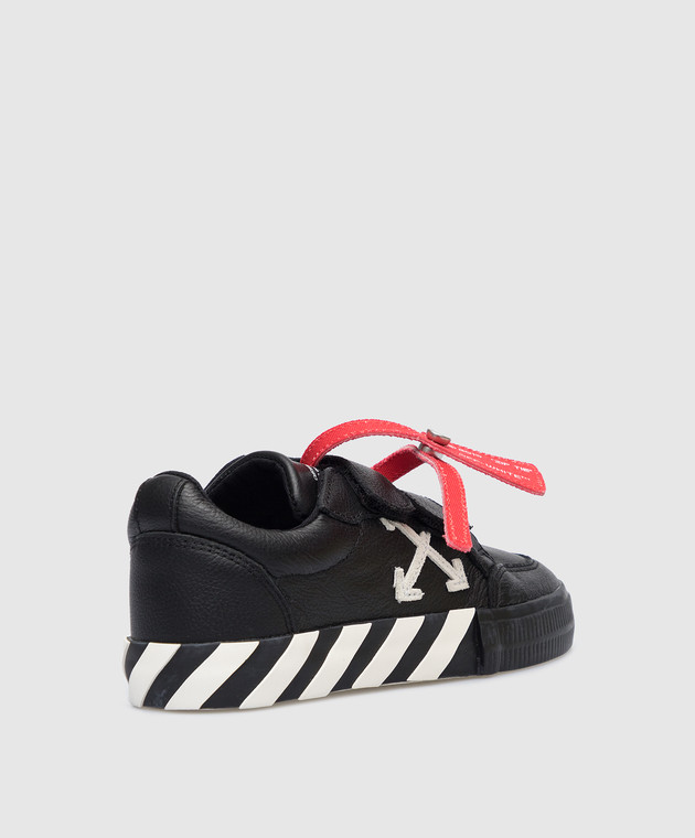 Off-White Черные кожаные сникеры Vulcanized с фактурным логотипом OBIA005C99LEA001 изображение 3
