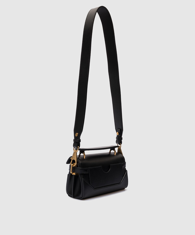 Balmain Черная кожаная сумка мини B-buzz с логотипом BN1AE742LAVE изображение 3