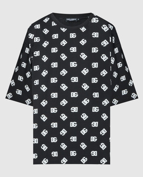 Dolce&Gabbana Чорна футболка з принтом монограми логотипа G8PB8TG7L5E