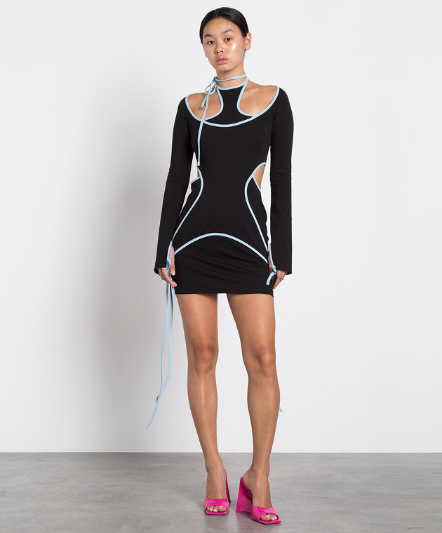 The Attico Чорна сукня міні Greta із зав'язками 227WCA119C054 зображення 2