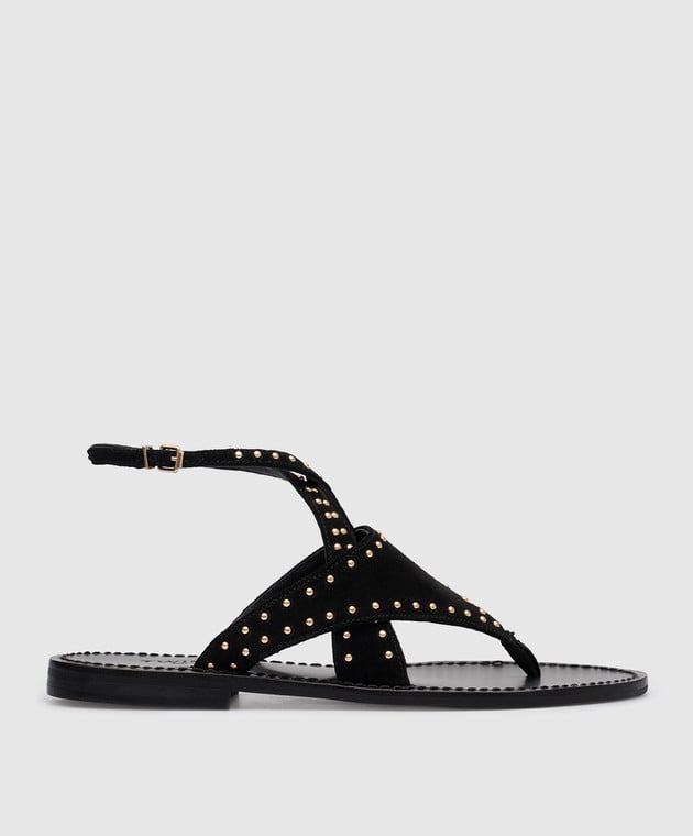 Twinset Black suede sandals with rivets 231TCT192