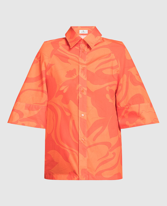 Оранжевая рубашка в абстрактный принт