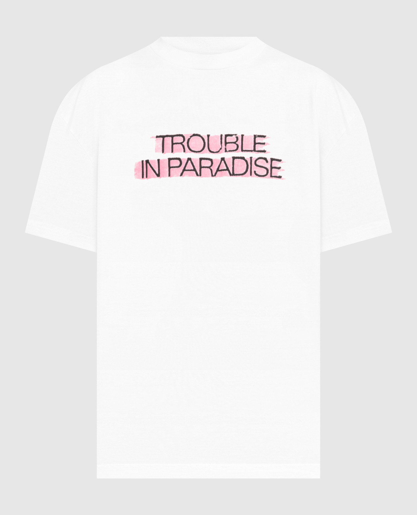 

Белая футболка с принтом Trouble in paradise, Белый, Футболки