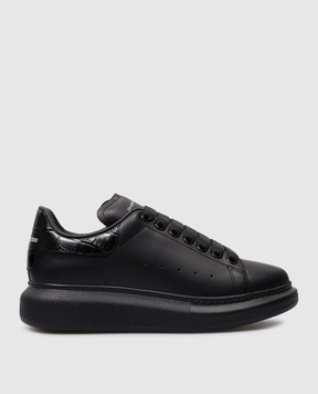 Alexander McQueen Чорні шкіряні кросівки з принтом логотипа 718233WIEE6