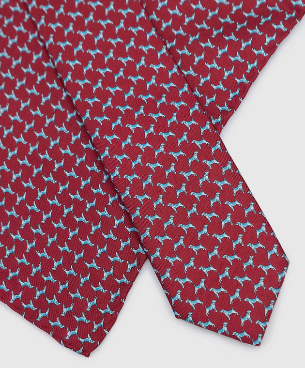 Stefano Ricci Дитячий бордовий шовковий набір із краватки та хустки-паші у візерунок YDHNG300 зображення 4