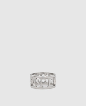 Off-White Серебристый перстень с фактурным логотипом OMOC057S23MET001