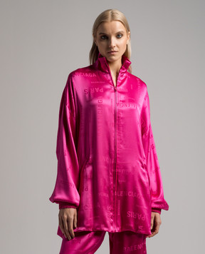 Balenciaga Розовая спортивная куртка из шелка с узором логотипа 773534TPN03