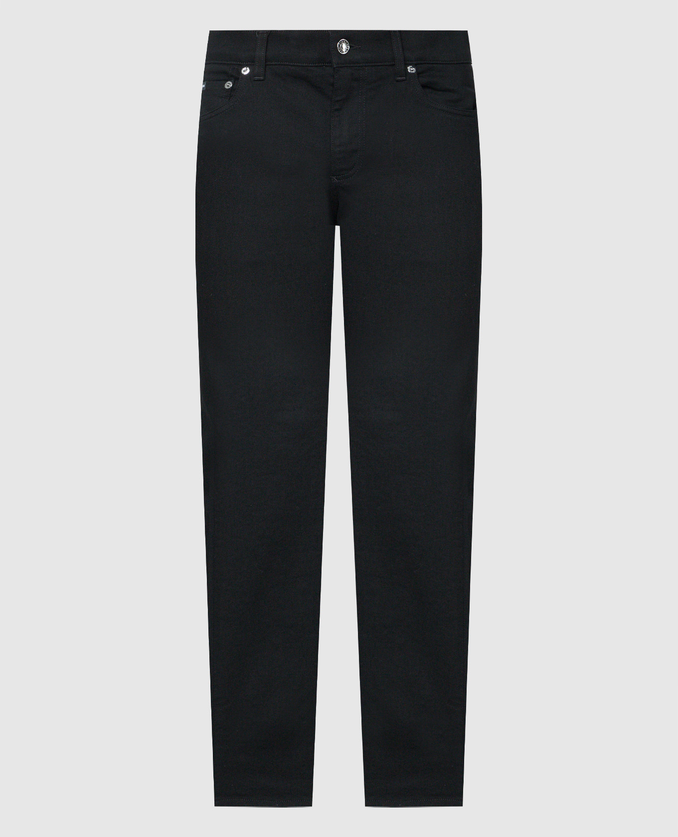 Black jeans with logo patch