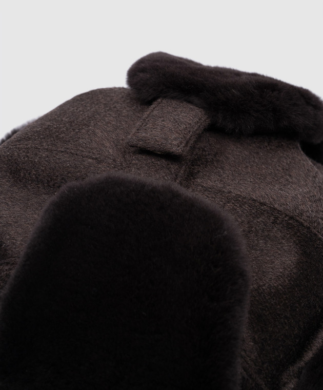 Enrico Mandelli Brown hat-ears made of cashmere with mink fur CAP5734816 image 4